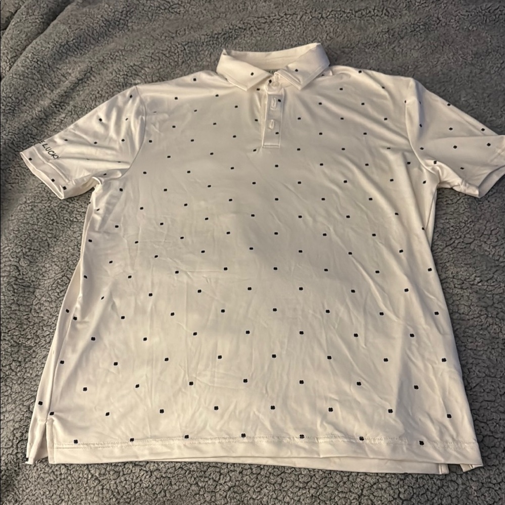 White and Black Polka Dot Polo Shirt